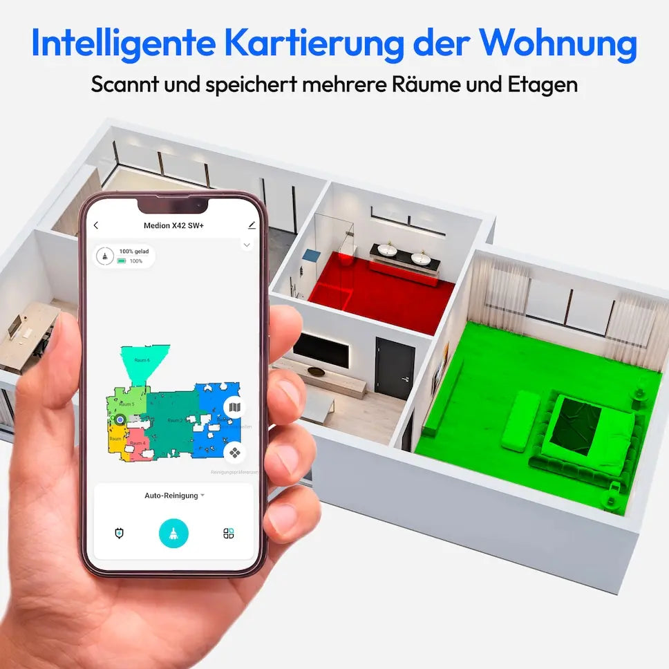 B-Ware Medion Saugroboter Staubsauger Roboter Absaugstation Wischfunktion Appsteuerung - 4061275231984