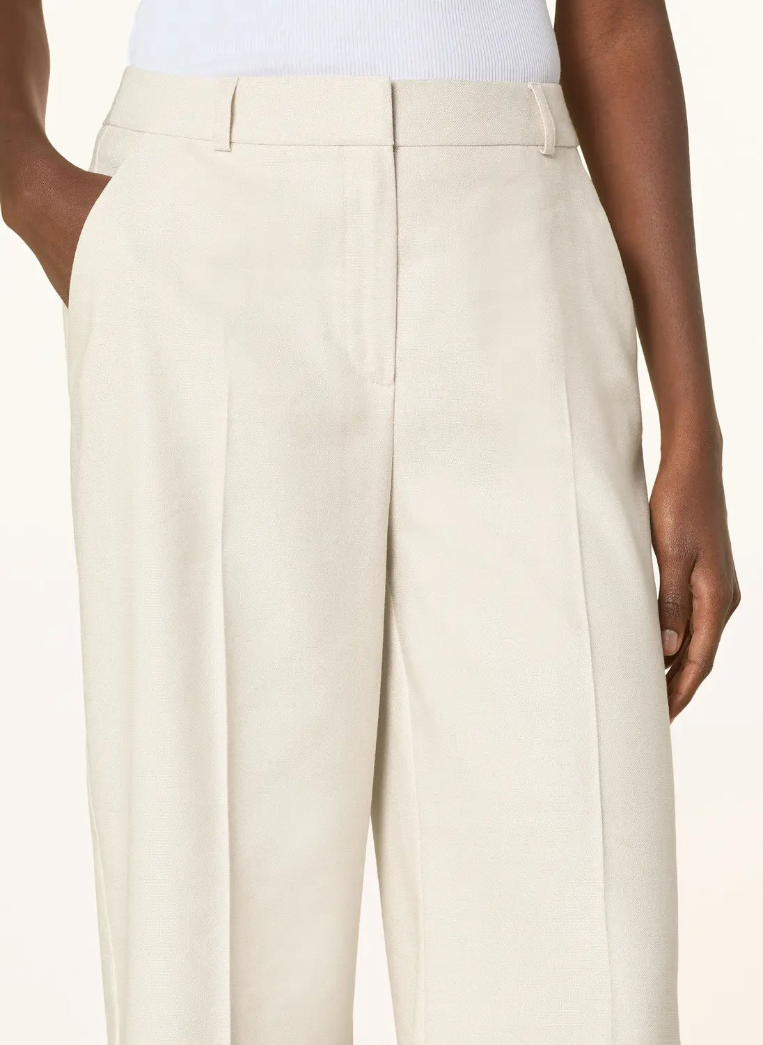 B-Ware Comma Marlenehose Damen Hose Ecru Größe 44 Viskose Polyester Leinen Elasthan - 4063626029035