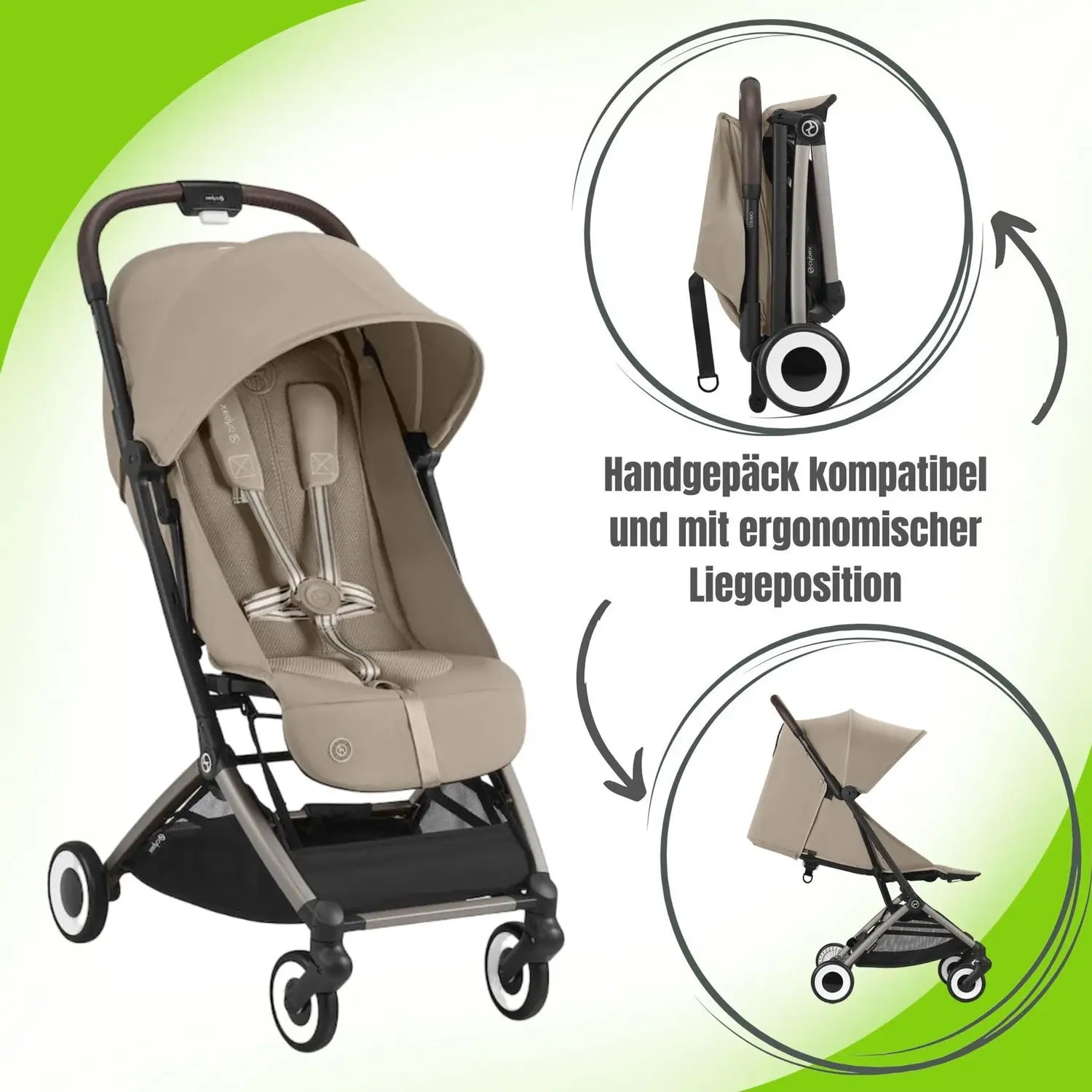 Cybex Orfeo Reisebuggy Kinderwagen Buggy Ab Geburt Bis 4 Jahren Almond Beige B-Ware - 4063846512515