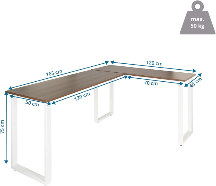 Hjh Office Eckschreibtisch Tisch Arbeitsplatz 165x120 Cm Basic I Walnuss Weiß B-Ware - 4064323014270