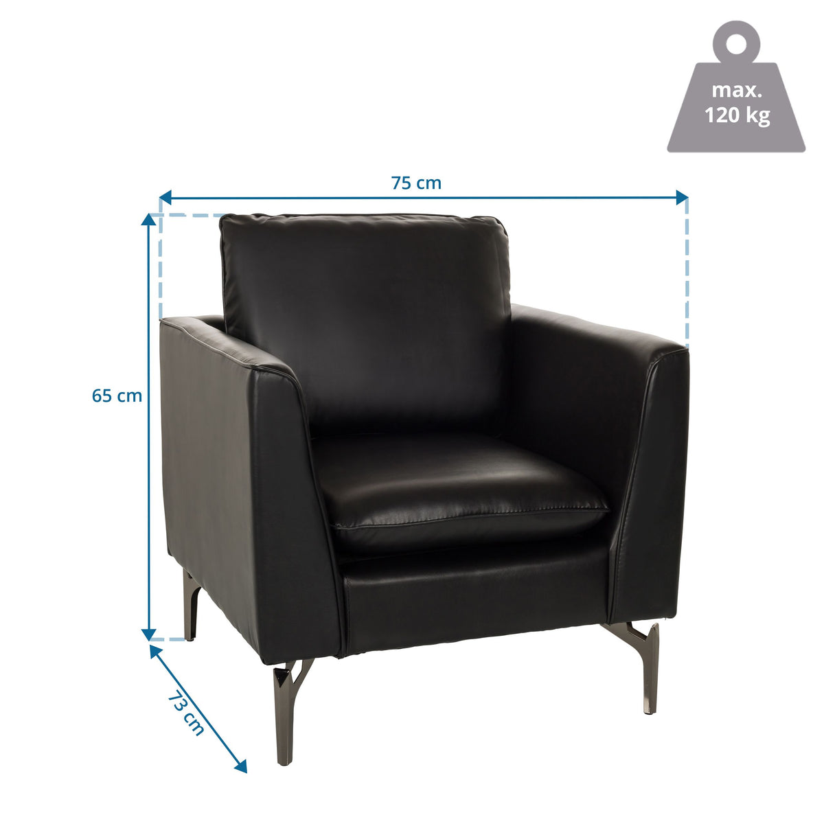 hjh OFFICE Loungemöbel Sofasessel Sitz Sessel Sofa Einsitzer BAVERO PU schwarz - 4064323037903