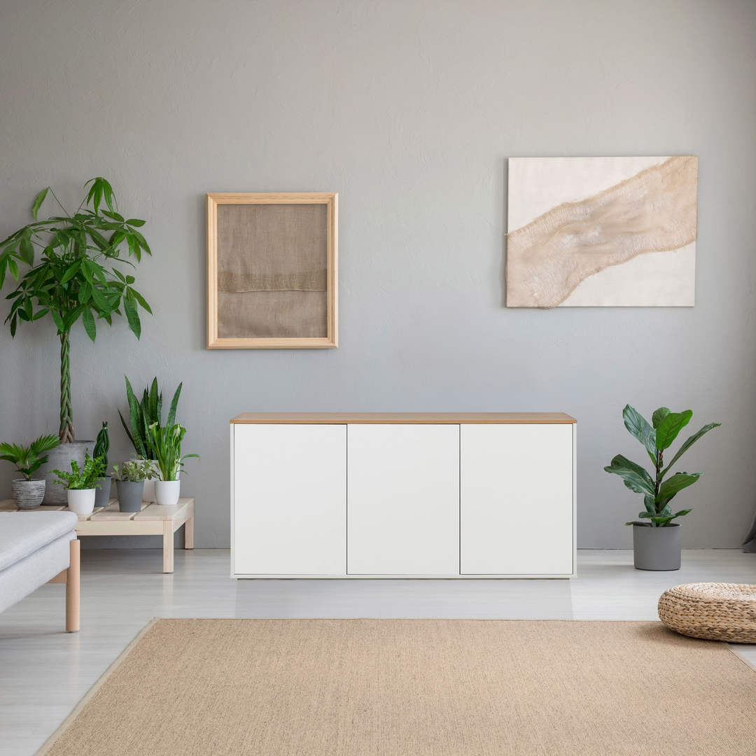 Hjh Living Kelo S Sideboard Kommode Aufbewahrung 160 X 40 X 76 Cm Weiß Eiche B-Ware - 4064323037989