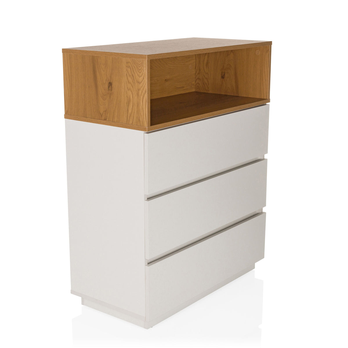 hjh LIVING Kommode Sideboard MELMO K Weiß Eiche Schlafzimmer Wohnzimmer - 4064323038153