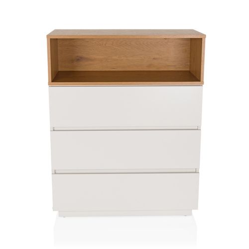 hjh LIVING Kommode Sideboard MELMO K Weiß Eiche Schlafzimmer Wohnzimmer - 4064323038153