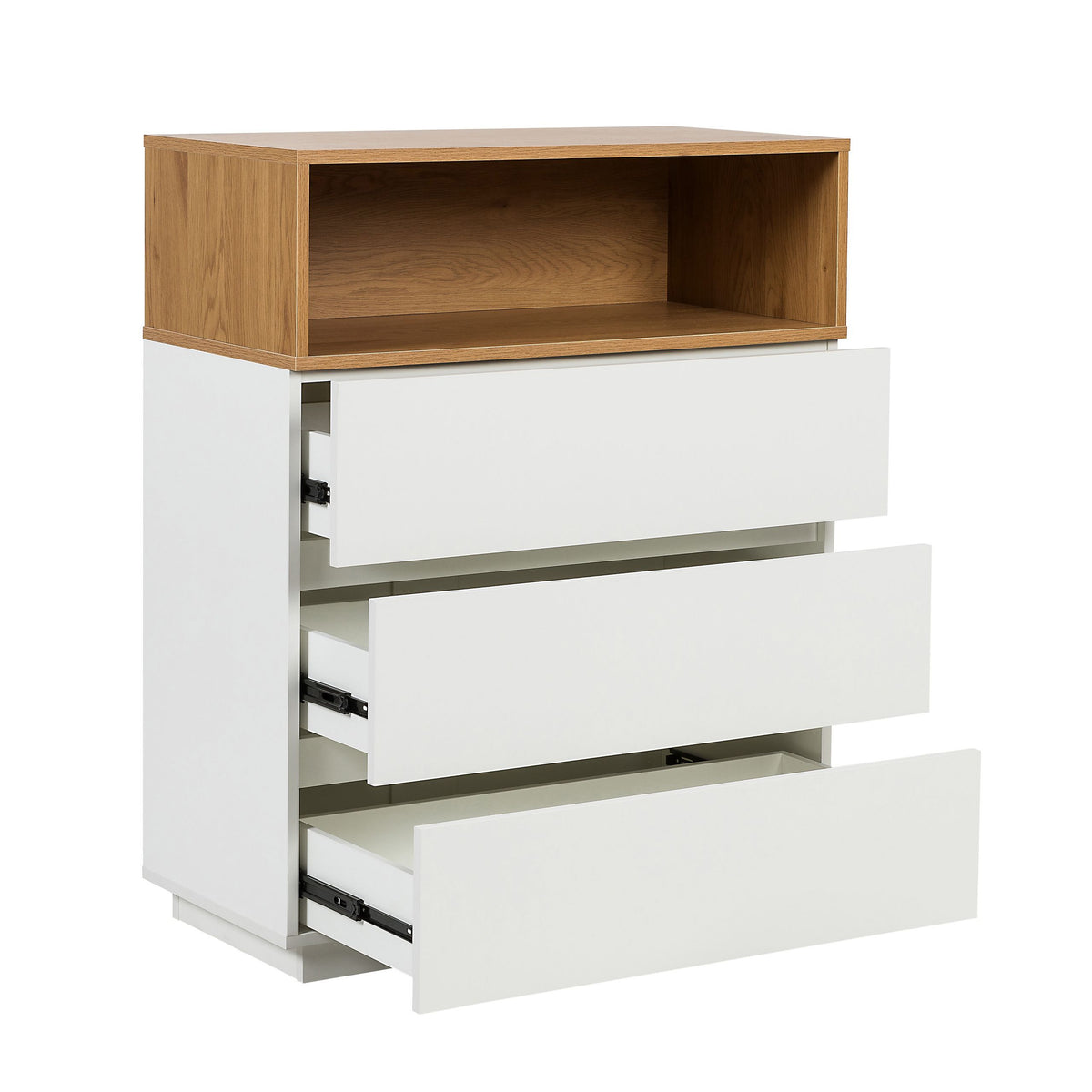 hjh LIVING Kommode Sideboard MELMO K Weiß Eiche Schlafzimmer Wohnzimmer - 4064323038153