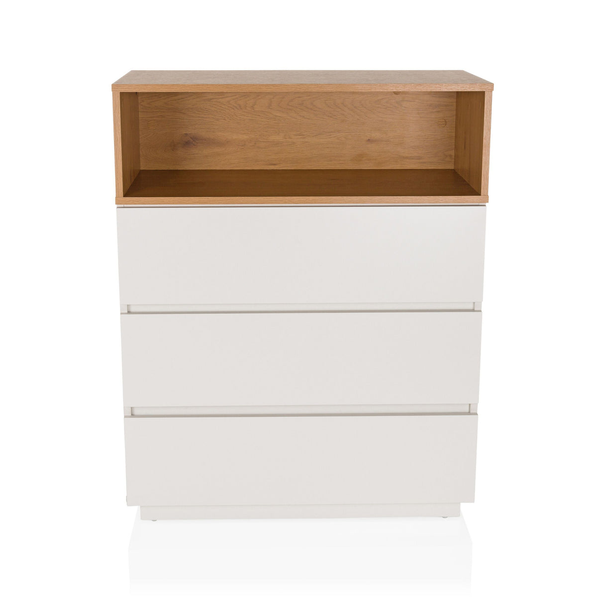hjh LIVING Kommode Sideboard MELMO K Weiß Eiche Schlafzimmer Wohnzimmer - 4064323038153