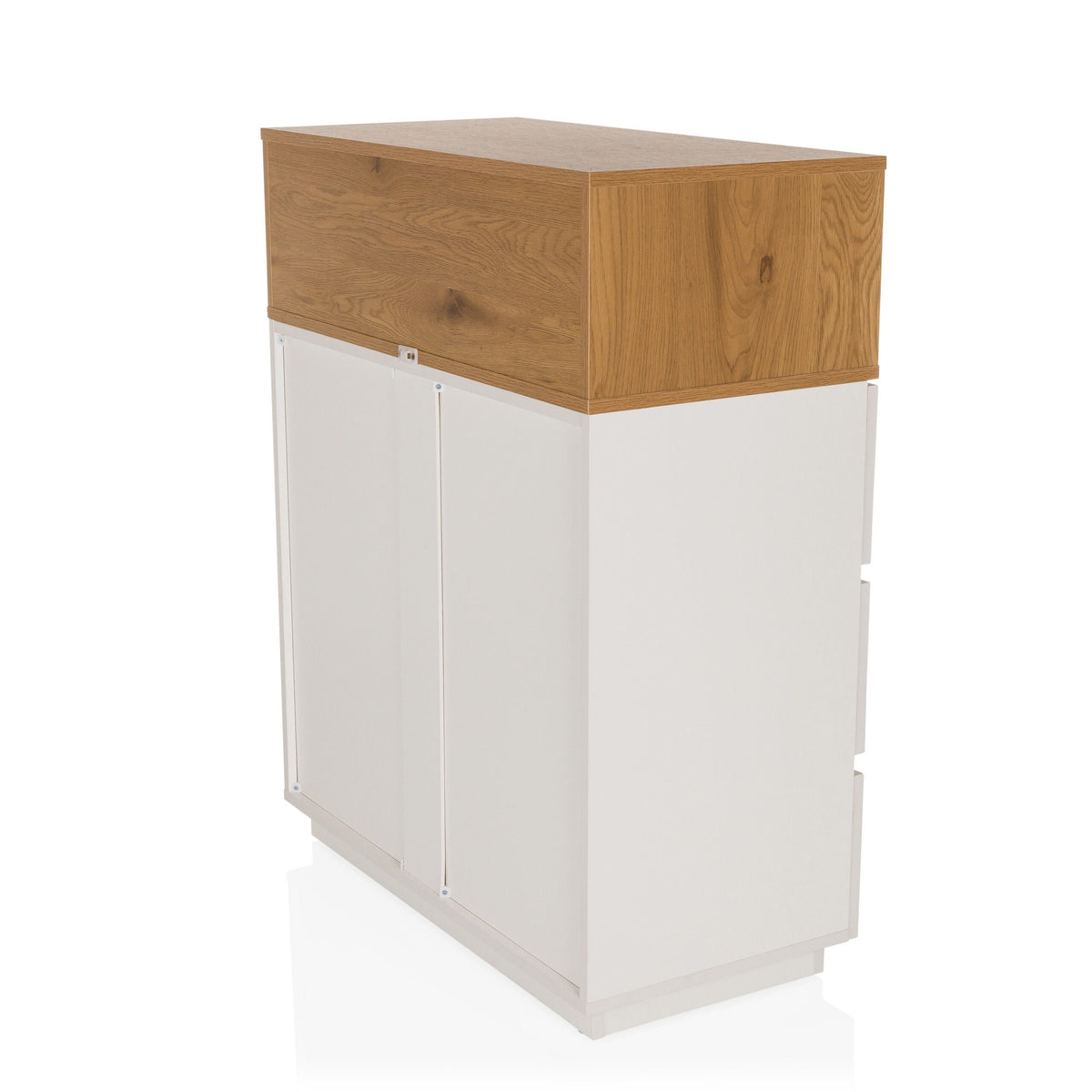 hjh LIVING Kommode Sideboard MELMO K Weiß Eiche Schlafzimmer Wohnzimmer - 4064323038153