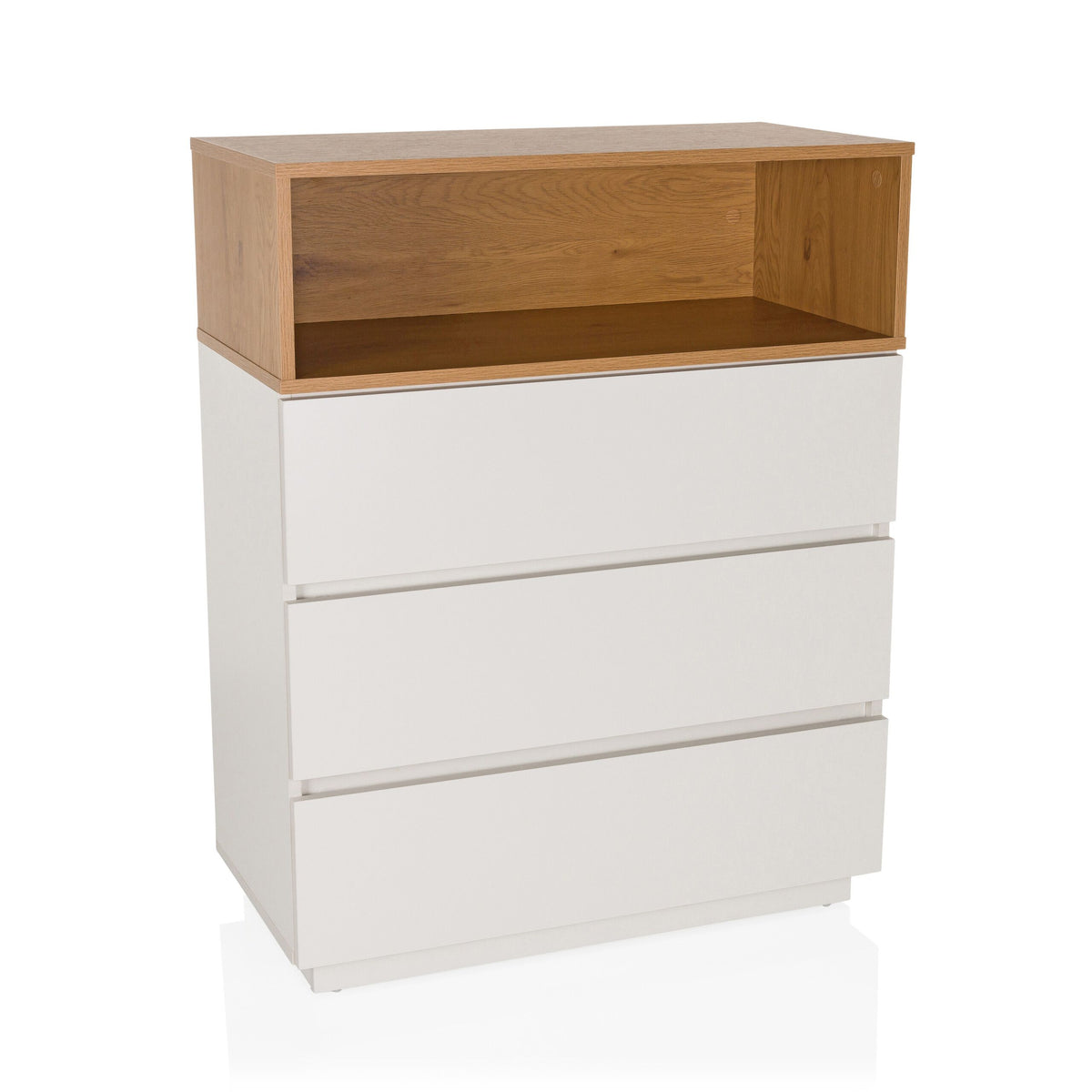 hjh LIVING Kommode Sideboard MELMO K Weiß Eiche Schlafzimmer Wohnzimmer - 4064323038153