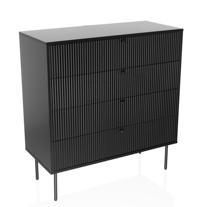 Karby K Kommode Mit 4 Schubladen Schubladenschrank Stauraumkommode Schwarz B-Ware