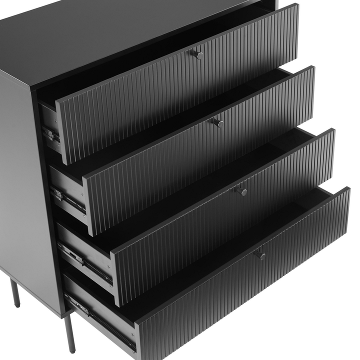 Karby K Kommode Mit 4 Schubladen Schubladenschrank Stauraumkommode Schwarz B-Ware