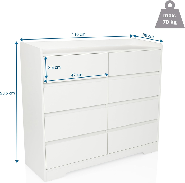 Hjh Living Kommode Sideboard Aufbewahrung Osoyro 8 Schubladen 110x38x98,5 Cm B-Ware - 4064323045274