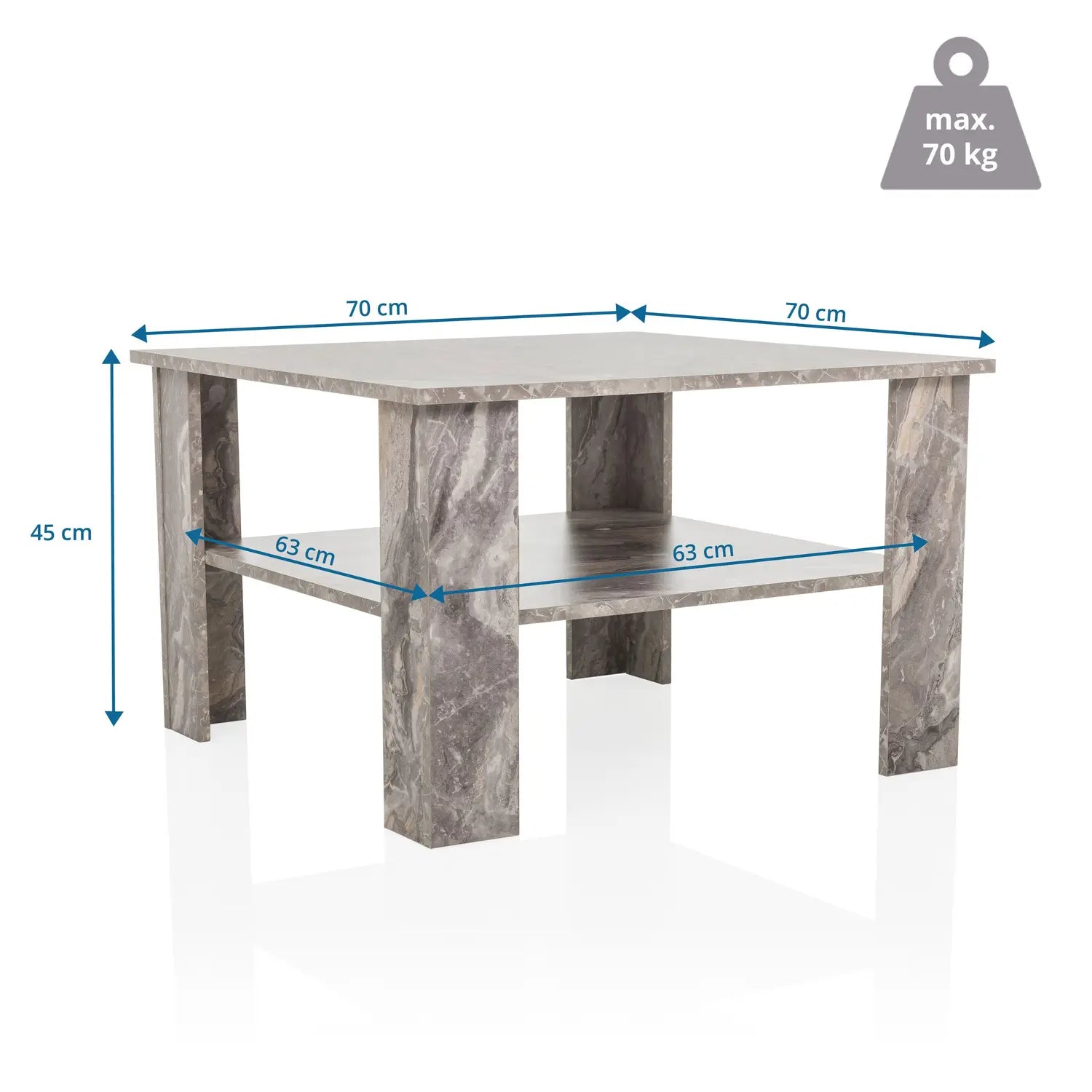 B-Ware Hjh Living Tisch Couchtisch Beistelltisch Bismo Grau Marmoroptik 70x70 Cm Modern - 4064323045380