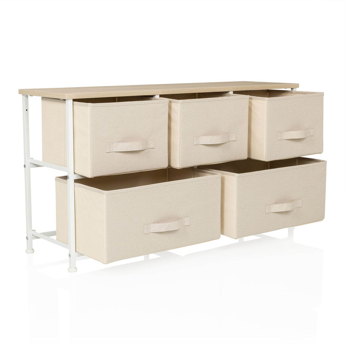 hjh LIVING FOLDAR - Kommode Sideboard Schubladenkommode Möbel Schrank Beige - 4064323106234
