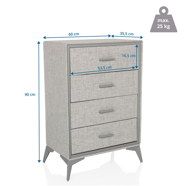 Hjh Living Skuffy Kommode Sideboard Möbel Schubladenkommode Schrank Grau B-Ware - 4064323106326