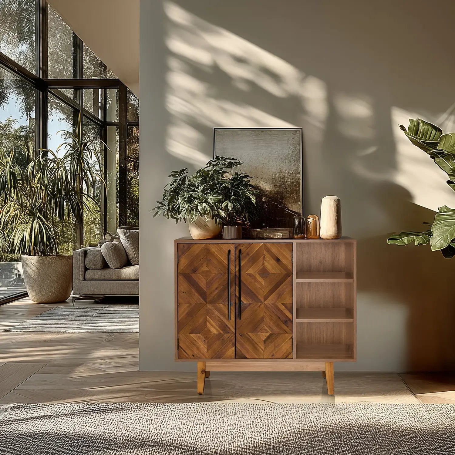 B-Ware Hjh Living Kommode Sideboard Highboard Holz Dunkel Santjago Wood L 95x32x79,5 Cm - 4064323106388