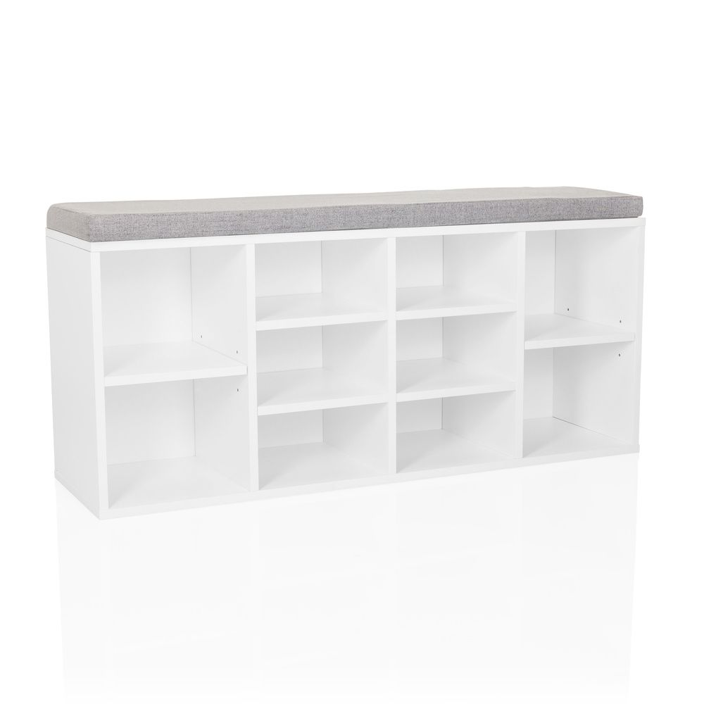 hjh LIVING Schuhschrank Schuhregal ESTHA 10 Weiß Aufbewahrung Sitzbank - 4064323106487