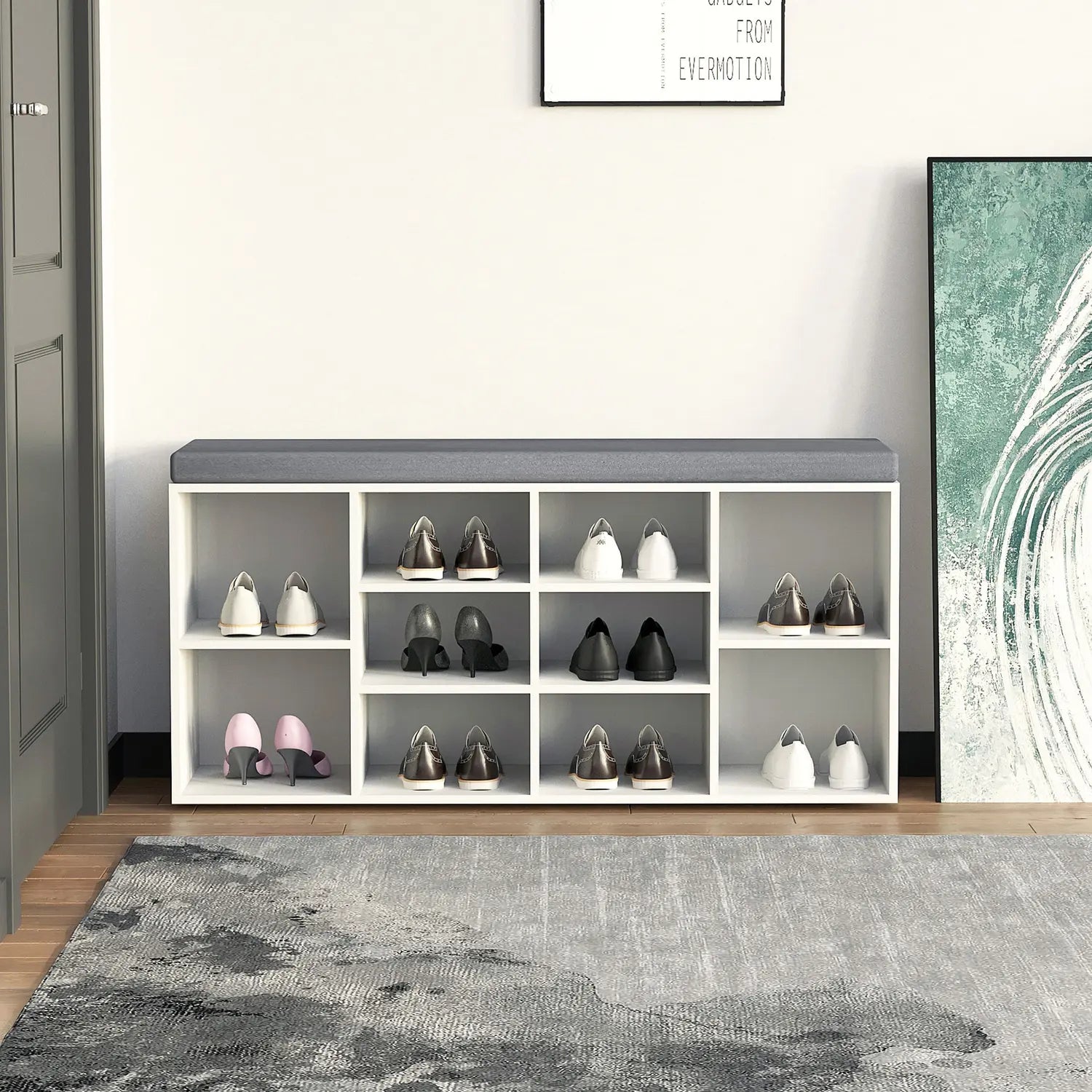 B-Ware Hjh Living Schuhschrank Schuhregal Estha 10 Weiß Aufbewahrung Sitzbank - 4064323106487