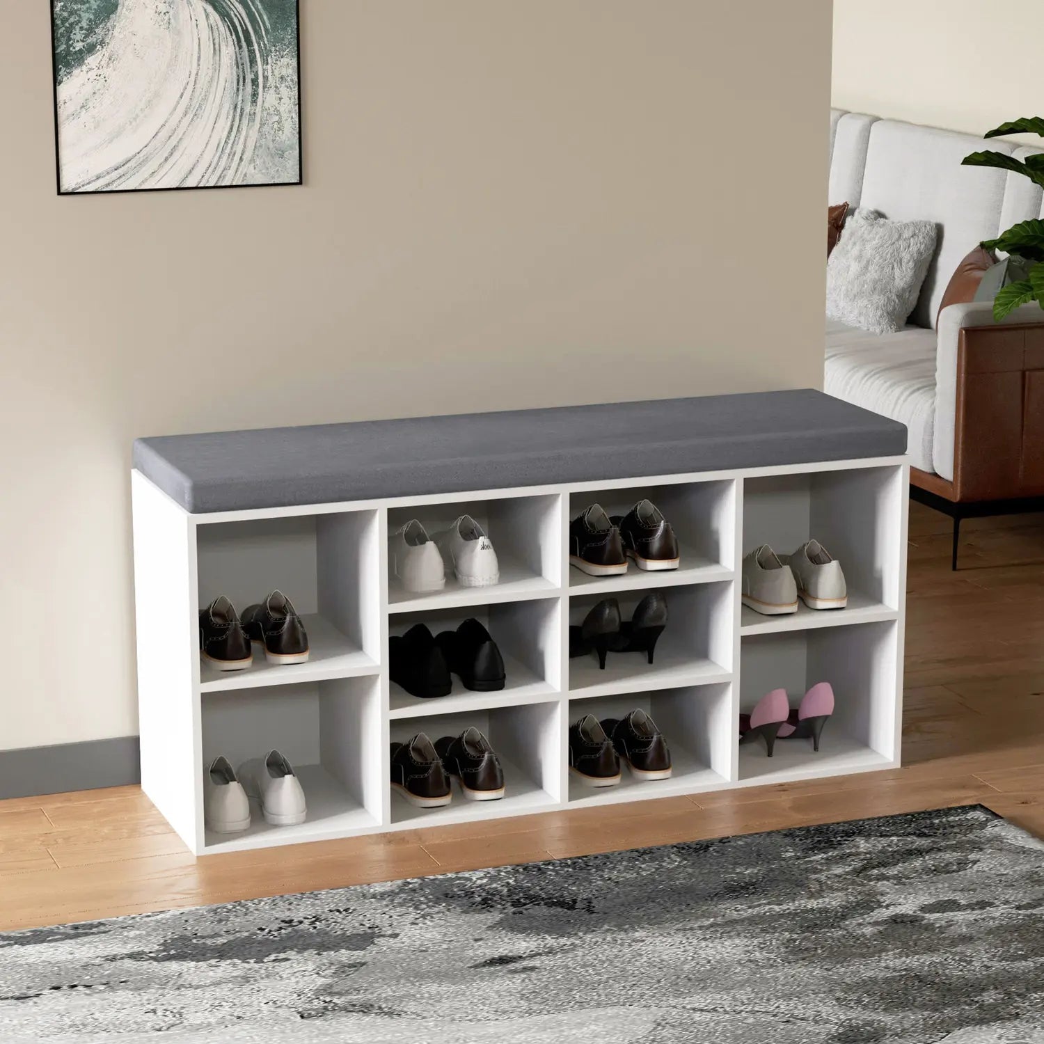 B-Ware Hjh Living Schuhschrank Schuhregal Estha 10 Weiß Aufbewahrung Sitzbank - 4064323106487