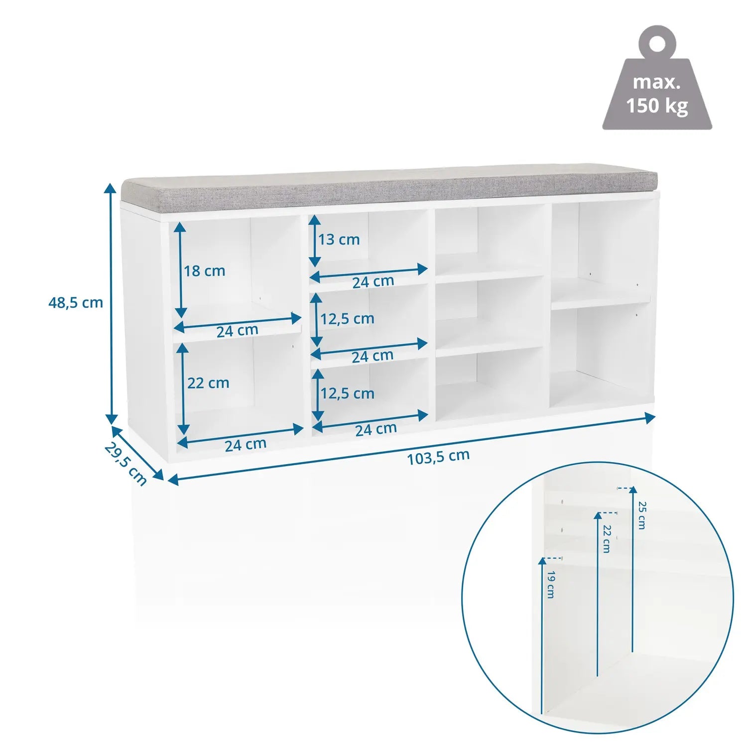 B-Ware Hjh Living Schuhschrank Schuhregal Estha 10 Weiß Aufbewahrung Sitzbank - 4064323106487