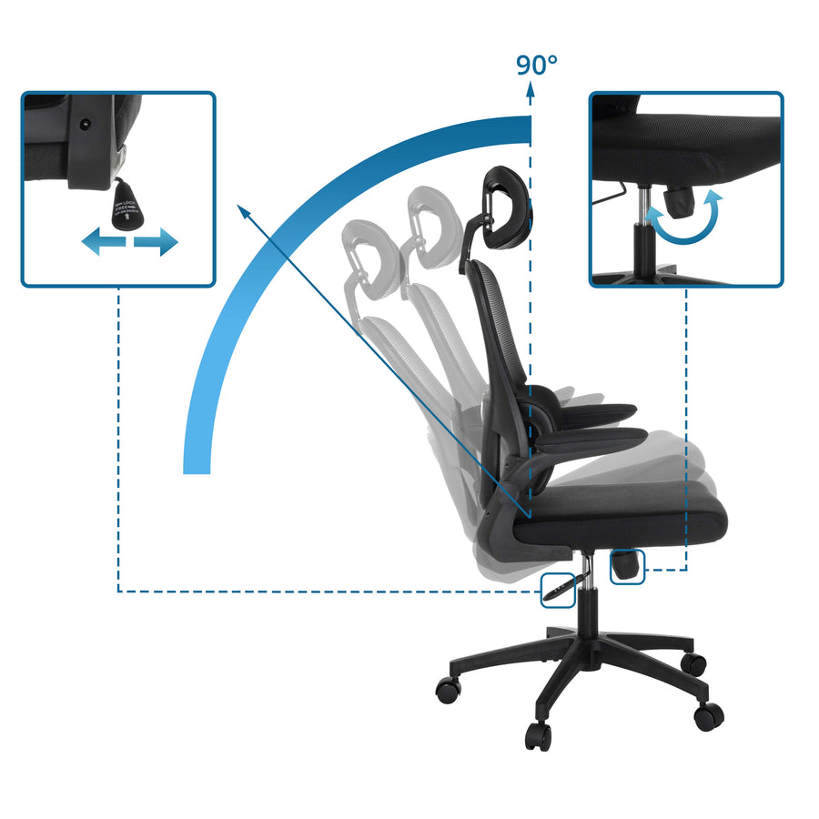 B-Ware Mybuero Bürostuhl Drehstuhl Schreibtischstuhl Schwarz Netzstoff Lordosenstütze