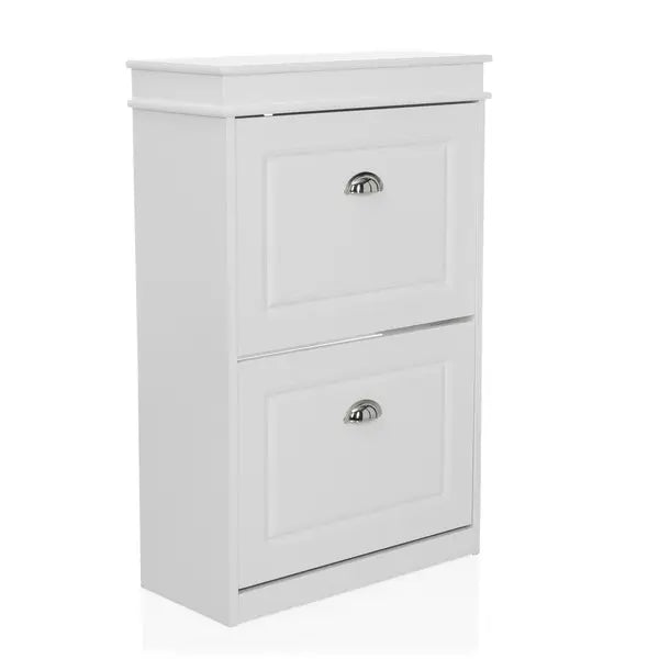 Hjh Living Estha 2 Schuhschrank Schuhregal Regal 53x24x82 Cm 2 Klappen Weiß B-Ware - 4064323107064