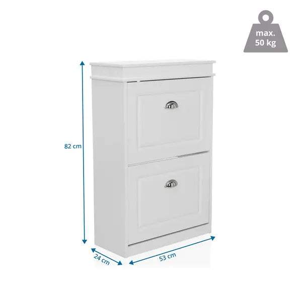 Hjh Living Estha 2 Schuhschrank Schuhregal Regal 53x24x82 Cm 2 Klappen Weiß B-Ware - 4064323107064