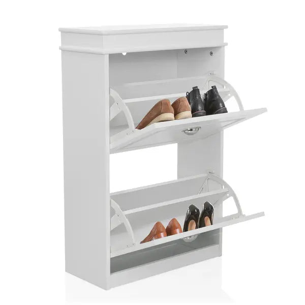 Hjh Living Estha 2 Schuhschrank Schuhregal Regal 53x24x82 Cm 2 Klappen Weiß B-Ware - 4064323107064