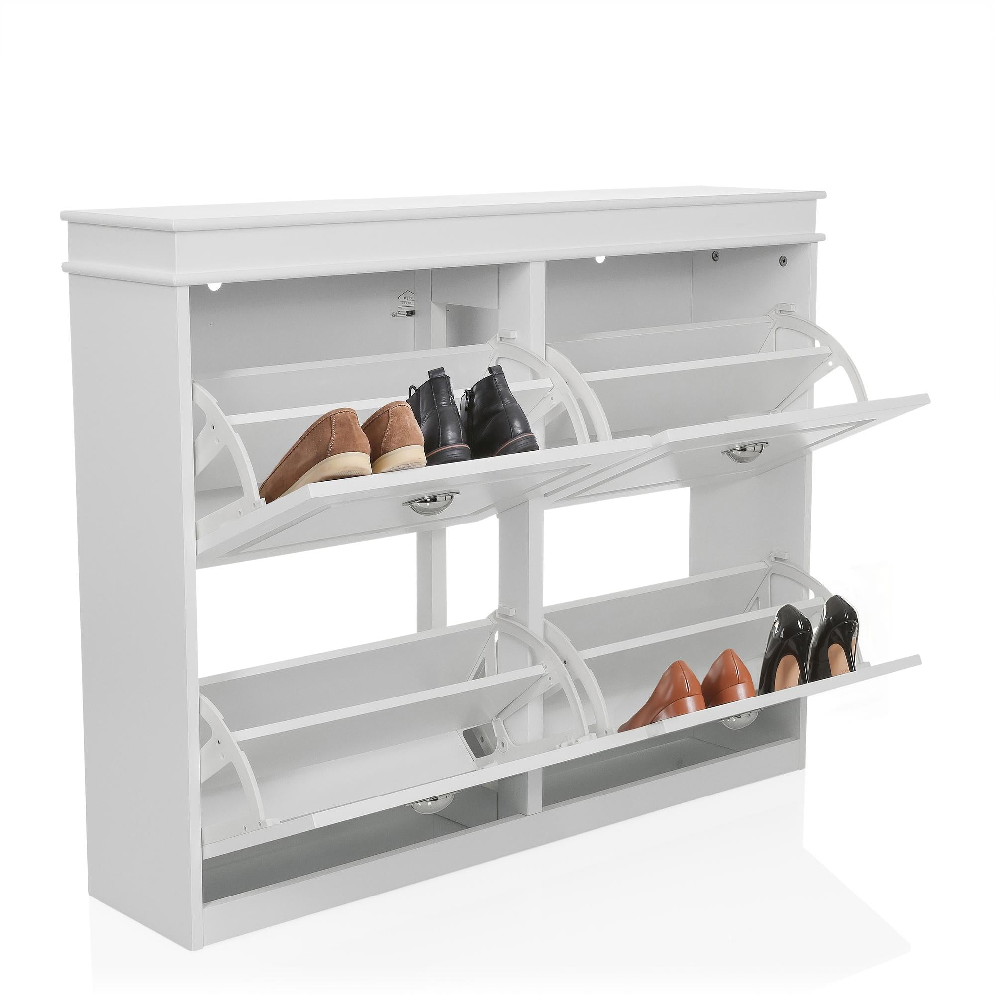 hjh LIVING Schuhschrank Garderobenschrank ESTHA MDF lackiert Aufbewahrung Klappe - 4064323107071