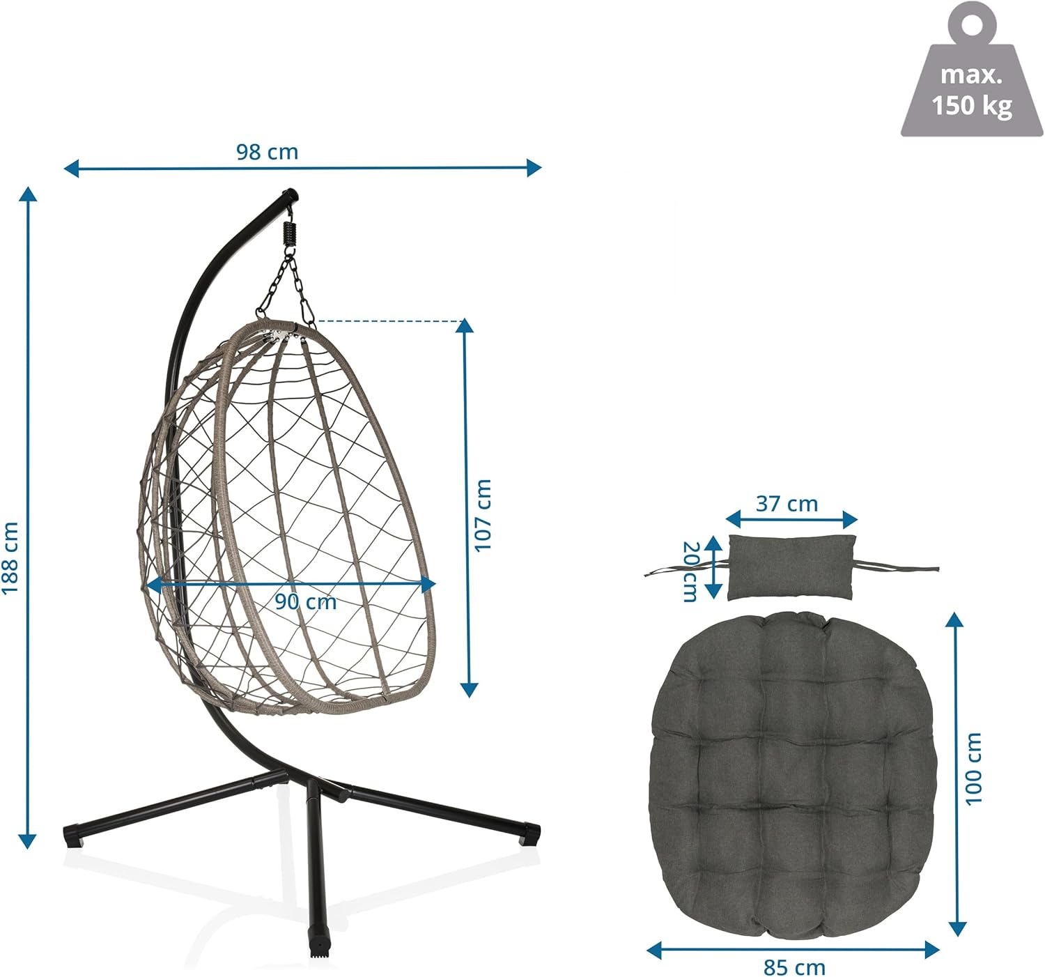 B-Ware Hjh Living Outdoor Hängesessel Schaukelstuhl Cocova Gartenstuhl Siehe Text - 4064323107118
