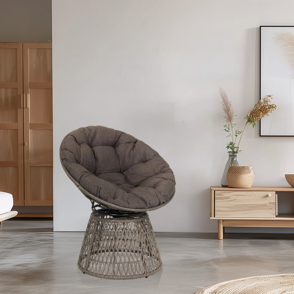 B-Ware Hjh Living Papasansessel Drehsessel Weavora Outdoor Sessel Grau Siehe Text - 4064323107132