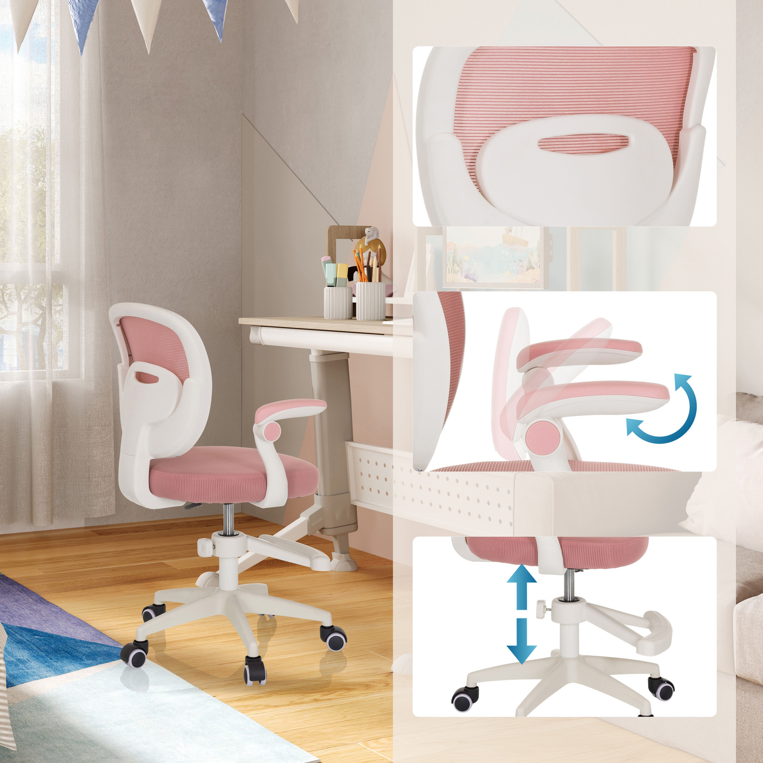 B-Ware Hjh Office Kinderdrehstuhl Drehstuhl Kinderstuhl Kiddy Smart Rosa Siehe Text - 4064323107231