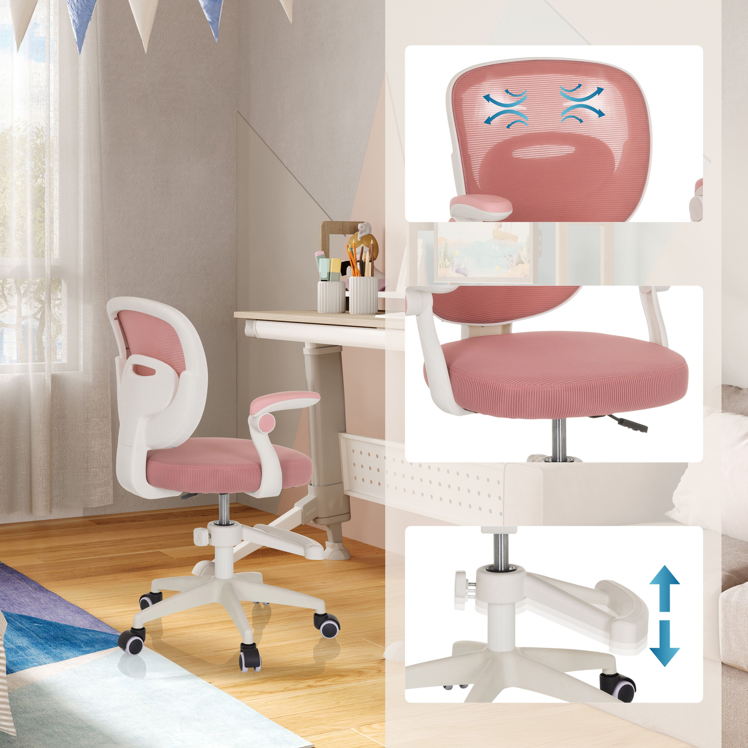 B-Ware Hjh Office Kinderdrehstuhl Drehstuhl Kinderstuhl Kiddy Smart Rosa Siehe Text - 4064323107231