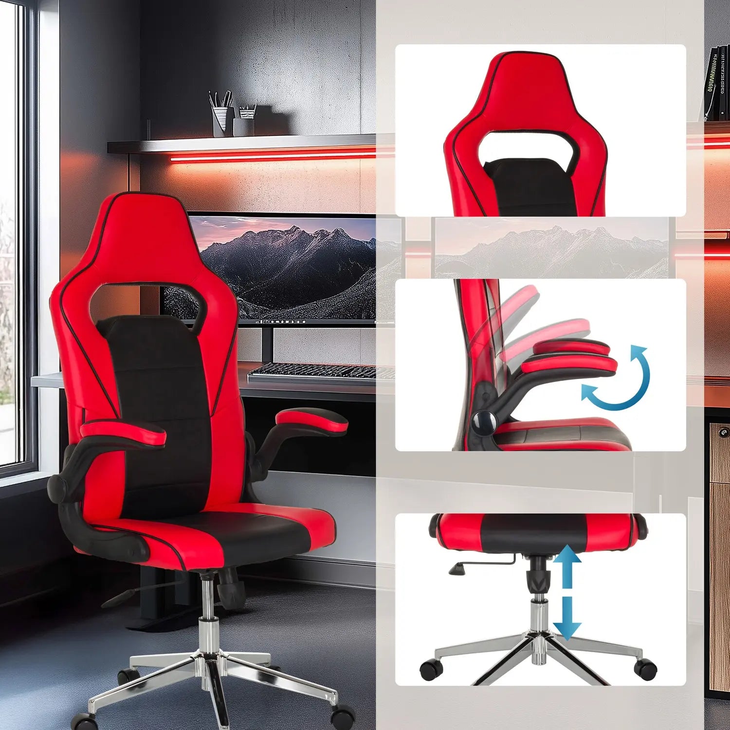 B-Ware Mybuero Gamingstuhl Bürostuhl Game Sport Pro Kunstleder Klappbare Armlehnen  - 4064323107286