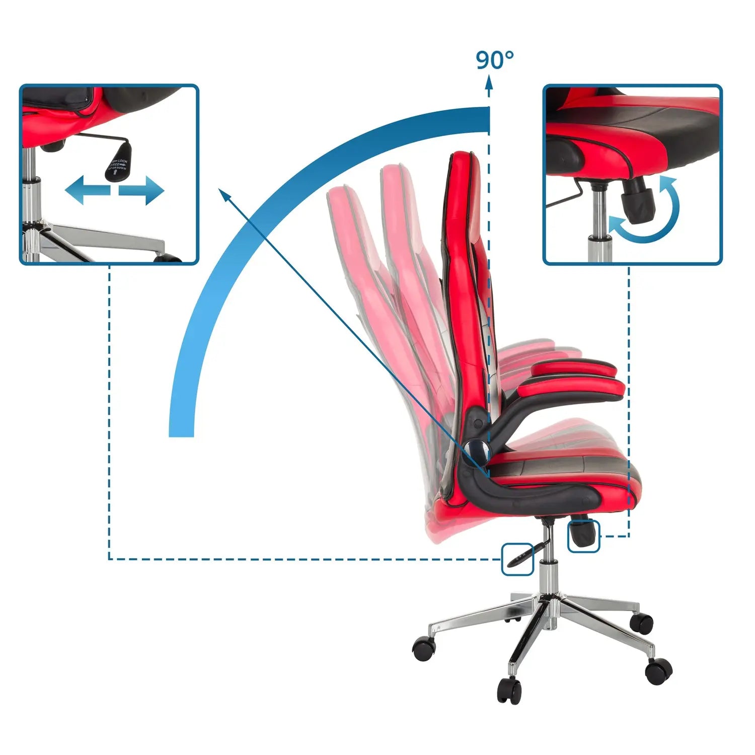 B-Ware Mybuero Gamingstuhl Bürostuhl Game Sport Pro Kunstleder Klappbare Armlehnen  - 4064323107286