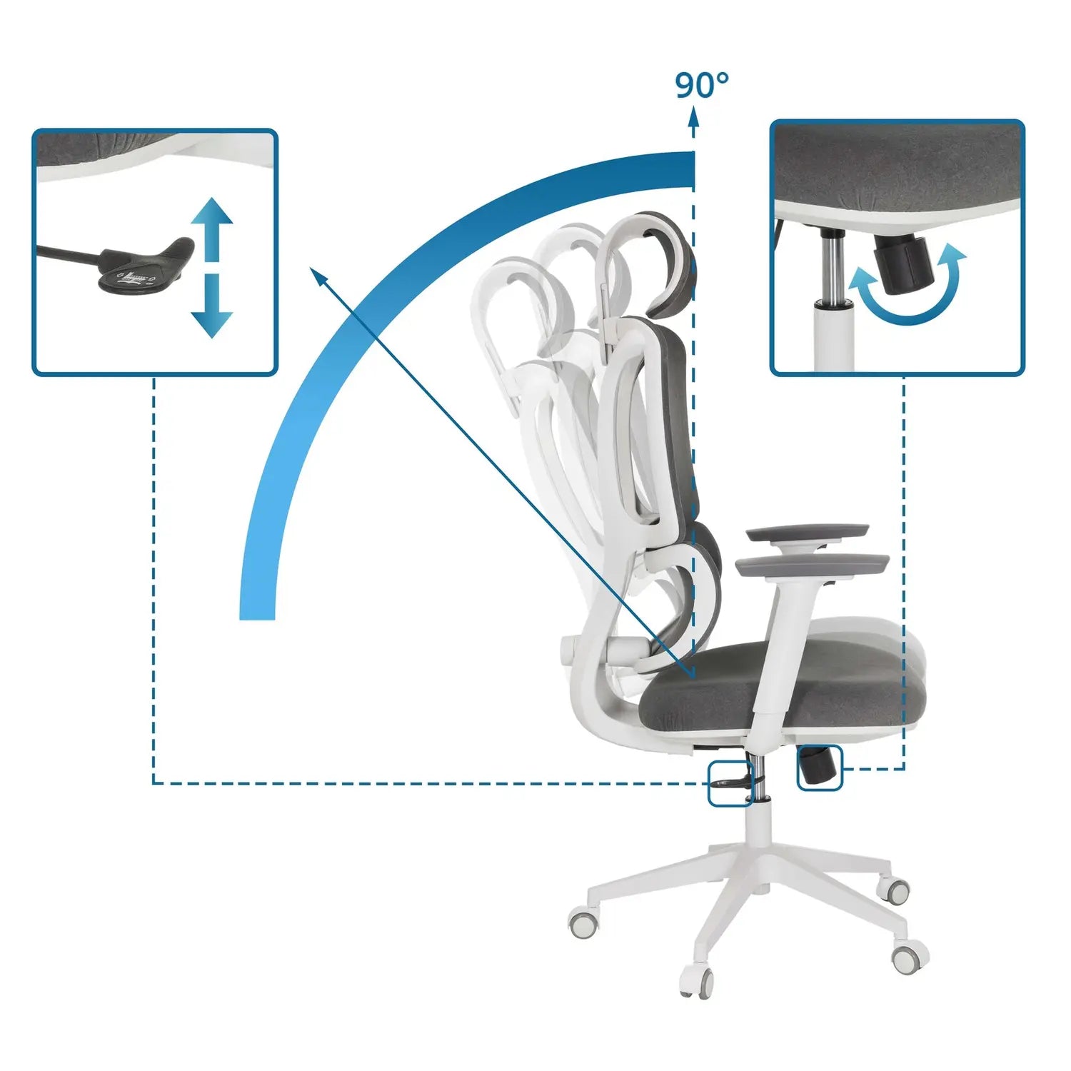 B-Ware Bürostuhl Drehstuhl My Buero Home Office Stuhl Ergomy Wf Stoff Grau Armlehnen