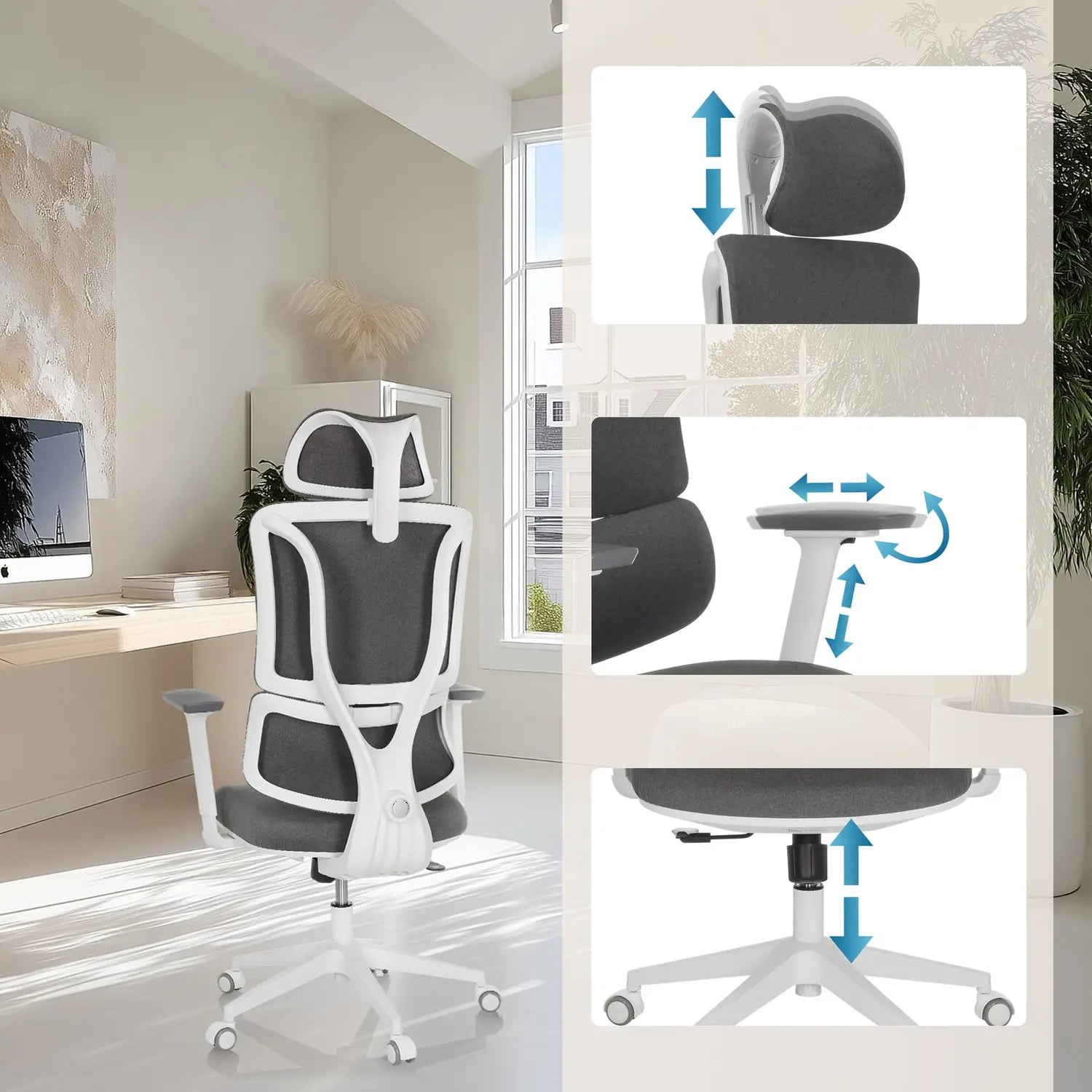 B-Ware Bürostuhl Drehstuhl My Buero Home Office Stuhl Ergomy Wf Stoff Grau Armlehnen