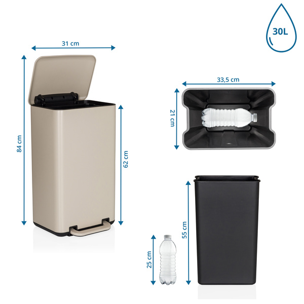 Poubelle Hjh Office Clean Beva 30 L Beige (article de seconde main)