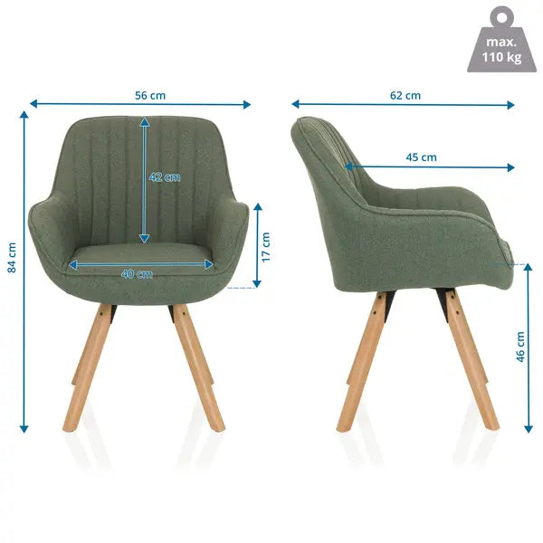 B-Ware Hjh Living Besucherstuhl Stuhl Scandi Soft Stoff Salbei Esszimmerstuhl Möbel - 4064323107391