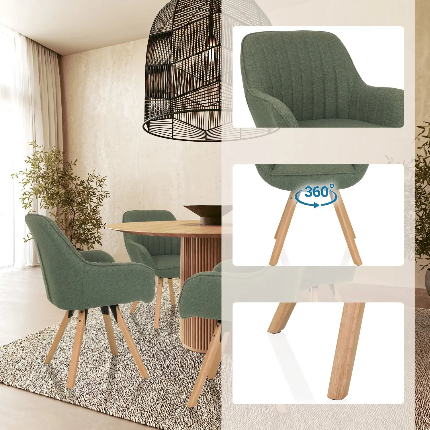 B-Ware Stuhl Esszimmerstuhl Hjh Living Scandi Soft Stuhl Sitzmöbel Grün - 4064323107392