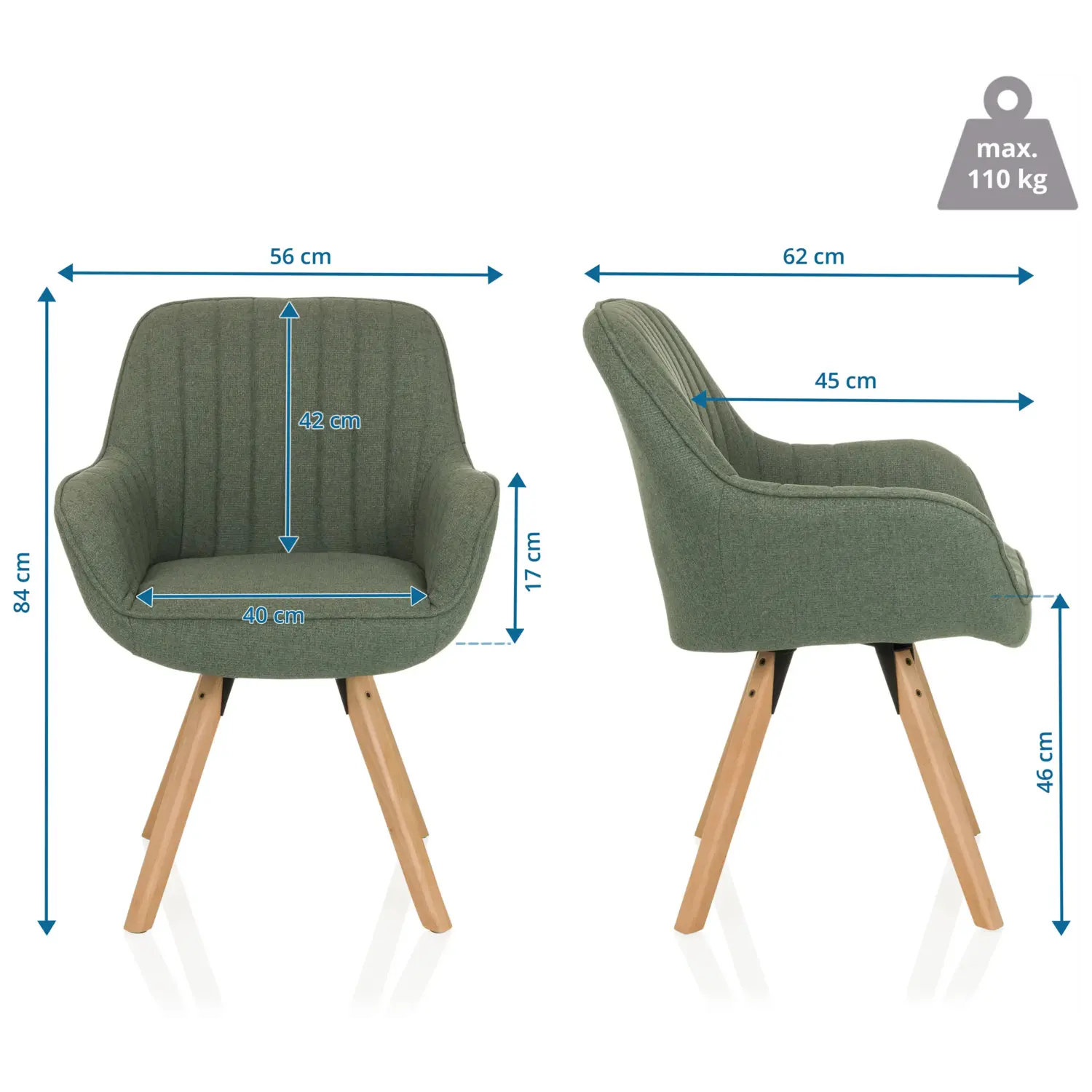 B-Ware Stuhl Esszimmerstuhl Hjh Living Scandi Soft Stuhl Sitzmöbel Grün - 4064323107392