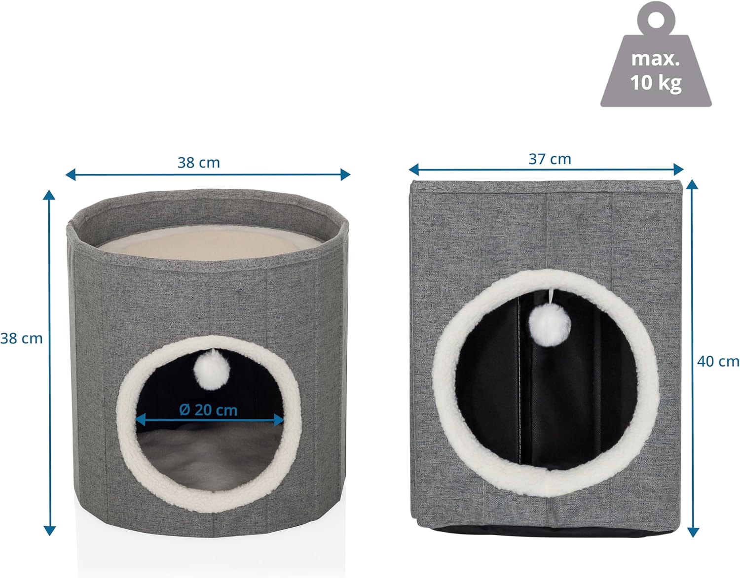 hjh LIVING PAWY R Katzenhöhle Haus Katzenbett Katzenmöbel 38x38x38 cm grau - 4064323107422