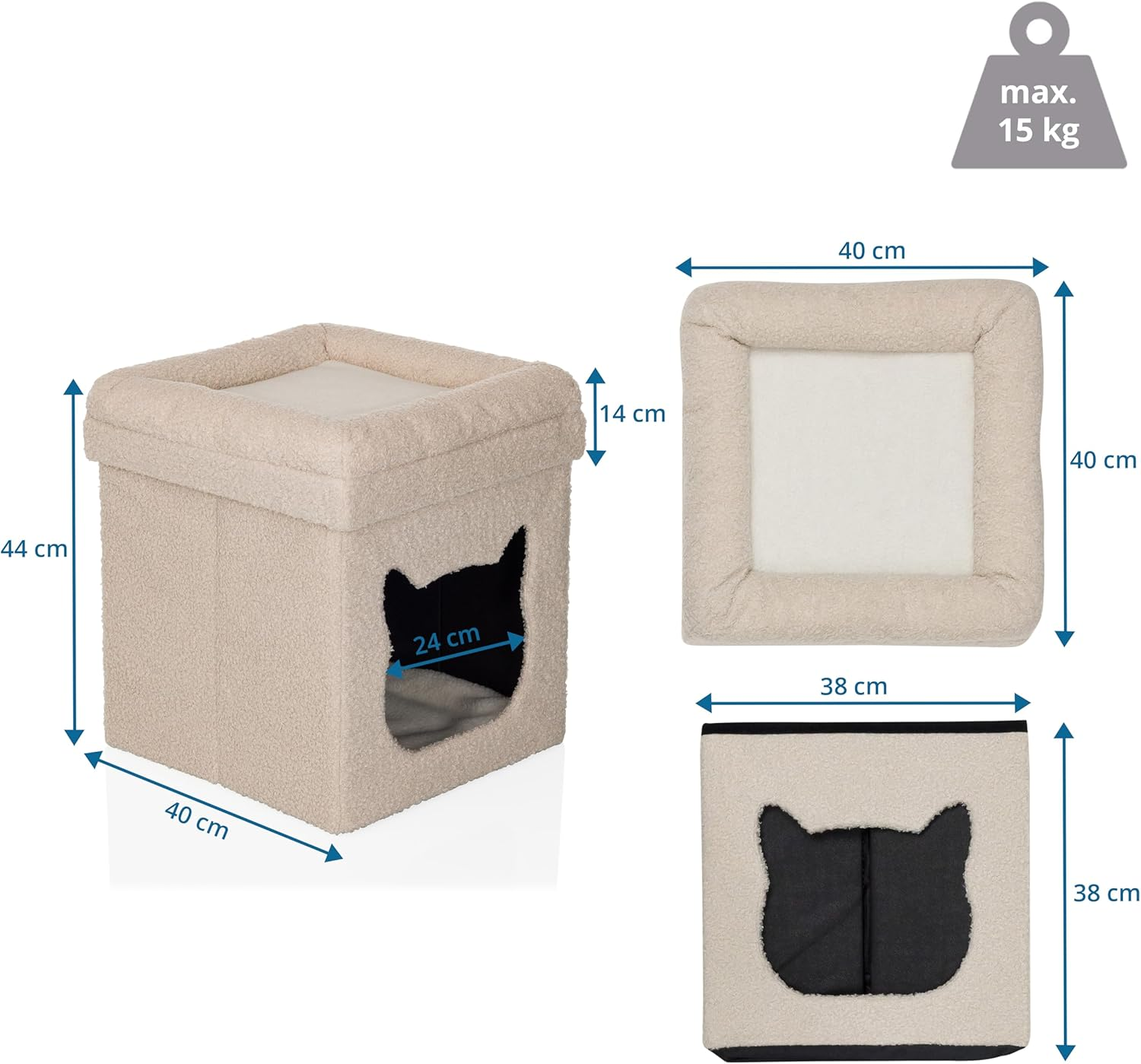 B-Ware Hjh Living Katzenhöhle Pawy Es Katzenmöbel Katzenschlafplatz Stoff Beige