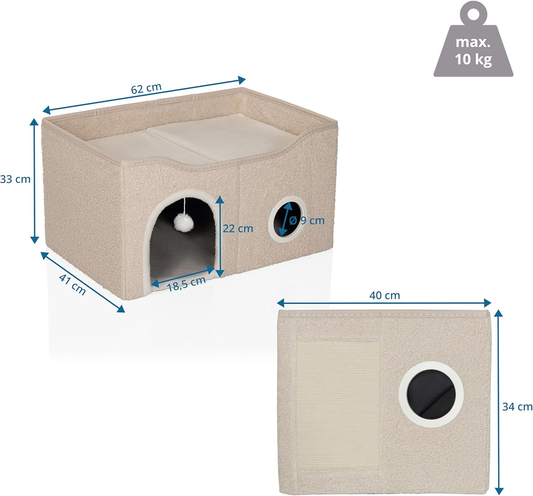 Hjh Living Katzenhöhle Schlafplatz Katzenbett Pawy Eb 62 X 41 X 33 Cm Beige B-Ware - 4064323107446