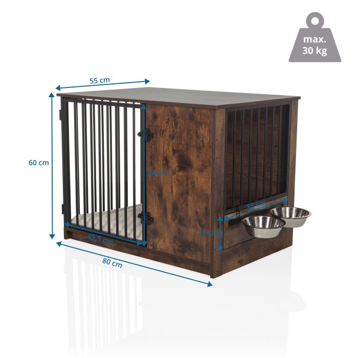 hjh LIVING PAWHOME S Hundebox Hundekäfig Hundetransportbox 80 x 55 x 60 cm braun - 4064323107477