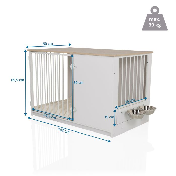 Hjh Living Pawhome Xl Hundebox Hundekäfig Hund Mittelgroße Hunderassen Weiß B-Ware - 4064323107484