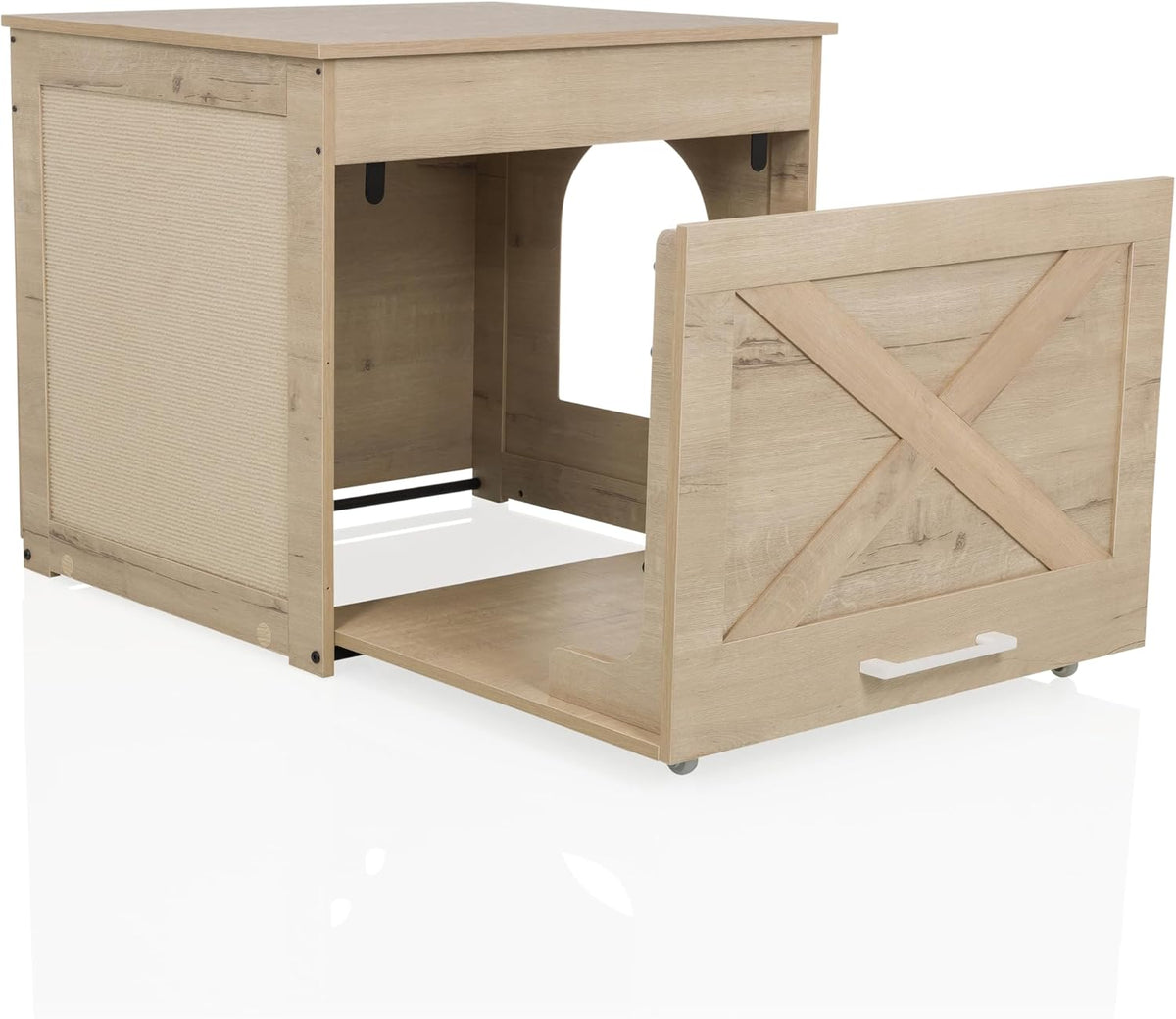 hjh LVING Katzenhaus Katzenbox Katzenklo PAWBOX 1 Eiche Schublade Kratzbrett - 4064323107491