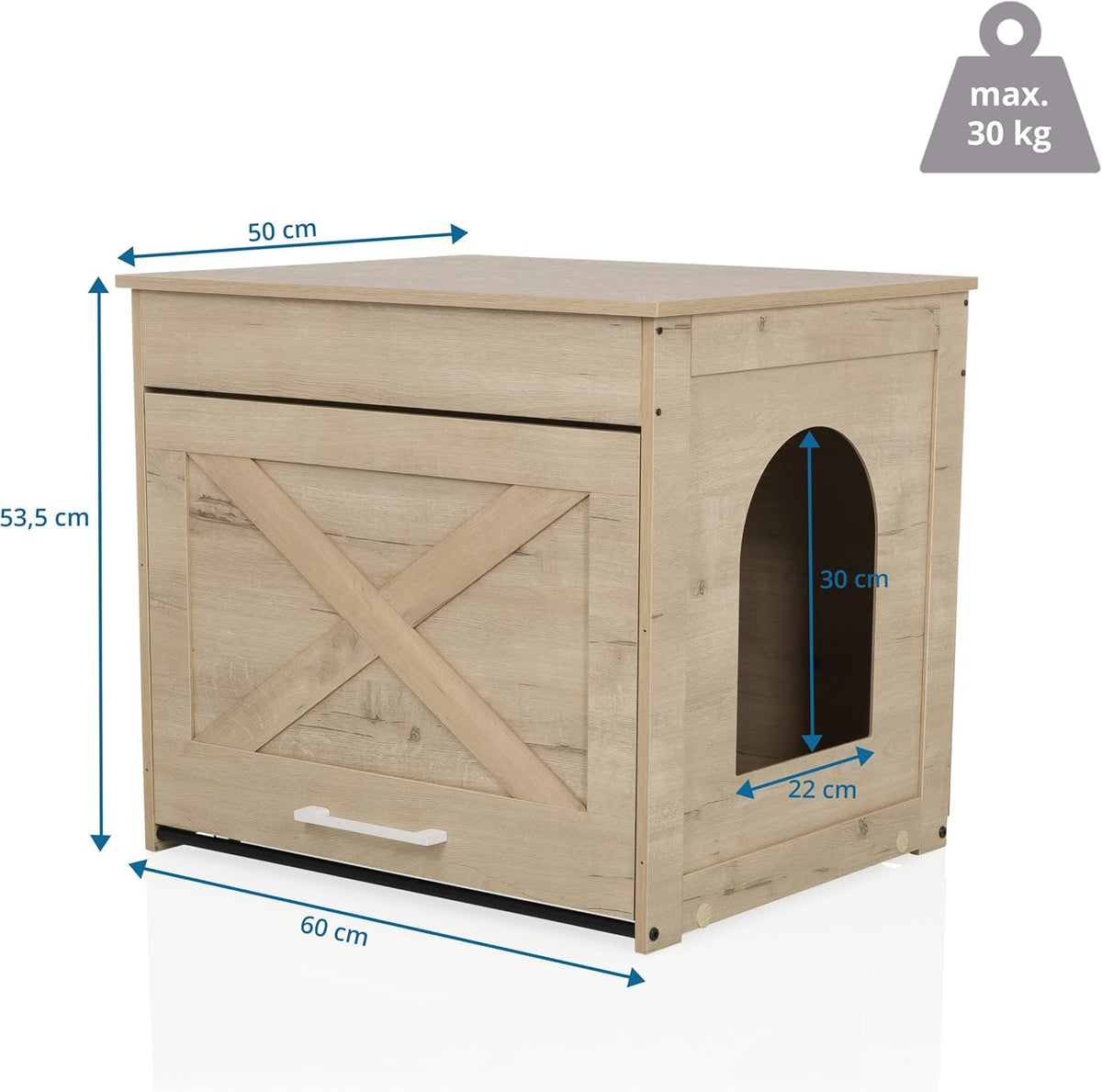 hjh LVING Katzenhaus Katzenbox Katzenklo PAWBOX 1 Eiche Schublade Kratzbrett - 4064323107491