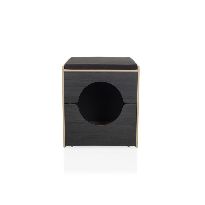 Hjh Living Kitty Pawbox 2 Katzenhaus Katzenhöhle Katzenbett Schwarz Eiche B-Ware - 4064323107507