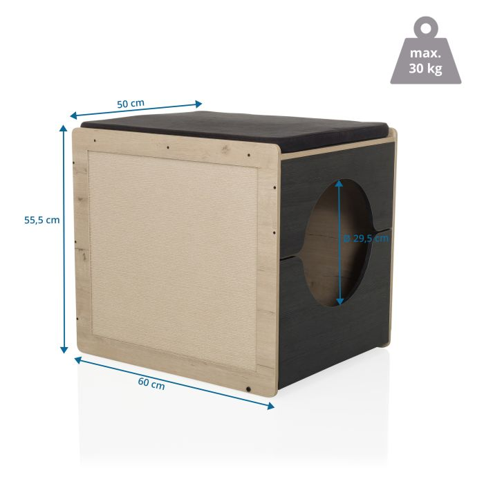 Hjh Living Kitty Pawbox 2 Katzenhaus Katzenhöhle Katzenbett Schwarz Eiche B-Ware - 4064323107507