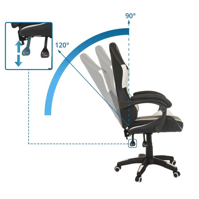 B-Ware My Buero Gamebreaker W02 Gamingstuhl Sessel Bürostuhl Schwarz Weiß